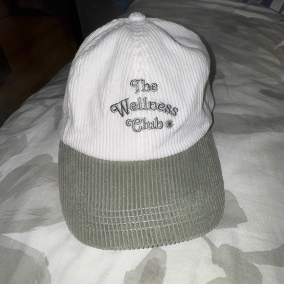 ASOS baseball cap. The Wellness Club. In green and white, corduroy, never worn. - Picture 1 of 2